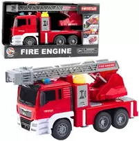 Lean Toys Žaislinė gaisrinė mašina su strėle ir vandens funkcija