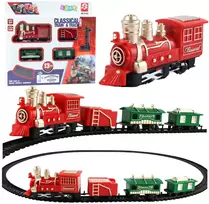 Lean Toys Klasikinis traukinio žaislas su bėgiais, 13 dalių