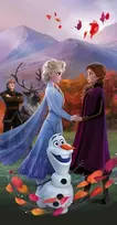 Rankšluostis Ręcznik plażowy 70x140 Frozen 2 Kraina Lodu 9619 Anna Elsa Olaf na wietrze dziecięcy