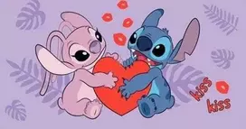 Rankšluostis Ręcznik plażowy 70x140 Lilo and Stitch Kiss violetinė bawełniany Kids25