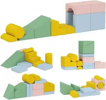 Aosom Minkštų statybinių blokų rinkinys vaikams, 12 dalių, 160x40x40 cm, įvairiaspalvis, veliūro audinys