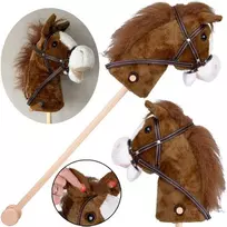 Pliušinė žirgo galva ant lazdos Hobby Horse su garsais, rudas