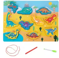 Medinė dėlionė su magnetais „Dinozaurai“