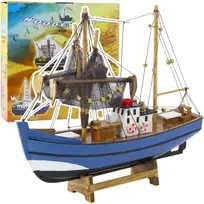 Kolekcinis dekoratyvinis žvejybinio laivo modelis, 30x26 cm, mėlynas