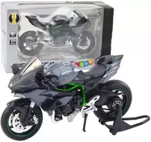 Metalinis sportinio motociklo modelis su šviesos ir garso efektais, 1:12, pilkas