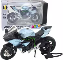 Metalinis sportinio motociklo modelis su šviesos ir garso efektais, 1:12, sidabrinis