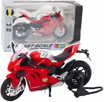 Metalinis sportinio motociklo modelis su šviesos ir garso efektais, 1:12, raudonas