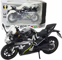 Metalinis sportinio motociklo modelis su šviesos ir garso efektais 250 SR 1:12, juodas