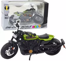 Metalinis chopper motociklo modelis su šviesos ir garso efektais, 1:12, juodas/žalias