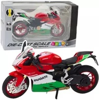 Metalinis sportinio motociklo modelis su šviesos ir garso efektais, 1:12, raudonas/žalias