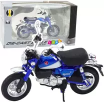 Metalinis retro motociklo modelis su šviesos efektais, 1:12, mėlynas