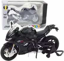 Metalinis sportinio motociklo modelis su šviesos ir garso efektais S1000 1:12, juodas