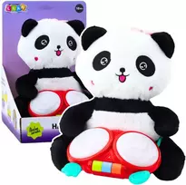 Pliušinė panda su būgnais su šviesos ir garso efektais