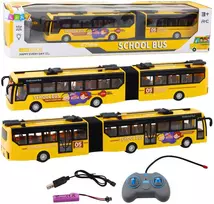 Mokyklinis autobusas su nuotolinio valdymo pultu ir šviesos efektais, 1:32, geltonas