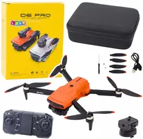 Dronas D6 PRO su kamera ir LED, oranžinis