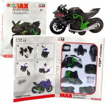Surenkamas motociklo modelis DIY 1:14, žalias/juodas