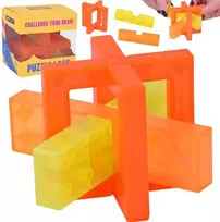 Loginė 3D dėlionė - galvosūkis "Puzzle Lock", oranžinė/geltona