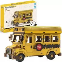 „Puremind“ sulankstomas medinis mokyklinio autobuso modelis „Snoopy Peanuts“ 3D dėlionė „pasidaryk pats“