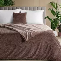 Eurofirany Smėlio spalvos pūkuotas pledas, minkštas 3D efekto pledas, 150x200 cm poliesterio pledas, jaukus lovos užtiesalas, tamsiai smėlio spalvos sofos užtiesalas
