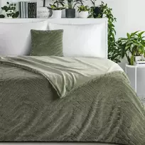Eurofirany Alyvuogių pledas, 150x200 cm, minkštas poliesterio pledas, 3D efekto pledas, jaukus alyvuogių žalios spalvos pledas, šiltas
