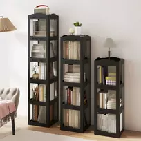 KNYGA Promotions Knygų lentyna, sulankstoma, pasukama, 4 aukštų, 36,5x36x108 cm, juoda