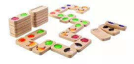 PlanToys lavinamoji priemonė - žaidimas Vaisių ir daržovių domino (PT5639)