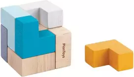 PlanToys kelioninės medinės kaladėlės - mini Kubas / Dėlionė (PT4134)