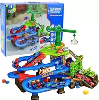 Lean Toys Interaktyvus rinkinys Kasybos geležinkelio bėgiai Krovininiai traukiniai Kasybos bėgiai