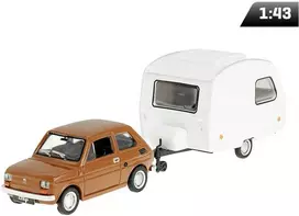 Daffi Carm Modeliukas 1:43 Fiat 126p + Niewiadów caravan, rudos spalvos