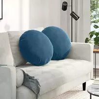 Sėdynių pagalvėlės 2 vnt. Aksomas Mėlyna Ø50 x 19 cm