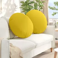 Sėdynių pagalvėlės 2 vnt. audinys Šviesi geltona Ø60 x 21 cm