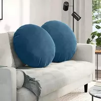 Sėdynių pagalvėlės 2 pcs Mėlyna Ø60 x 21 cm Aksomas
