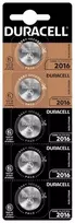 Duracell CR2016 DL2016 3V ličio monetinės baterijos, 5 vnt.