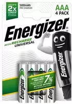 Energizer Universal AAA įkraunamos baterijos 500 mAh, 4 vnt.