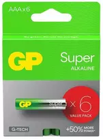 GP Super AAA šarminės baterijos 1.5V, 6 vnt.