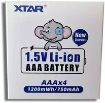 Xtar AAA 1,5V įkraunamos ličio baterijos 750mAh, 4 vnt su dėžute