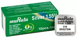 Murata 319 SR527 sidabro oksido laikrodžių baterijos, 10 vnt.