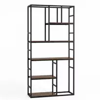 KNYGA Promotions Knygų lentyna, 5 pakopų atvira lentyna, 30x90x180 cm, balta, metalinis rėmas