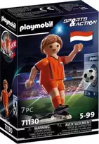Žaislas - Playmobil 71130 Olandų futbolininkas su futbolo kamuoliu ir vartais oranžinės spalvos