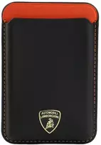 Audi Lamborghini Urus D8 Genuine Leather MagSafe Magnetic Phone Wallet - Juodas and Raudona