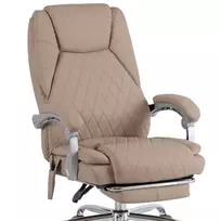 Comfort pasukama masažinė biuro kėdė su šildymo funkcija, smėlio spalvos, eko oda, moderni