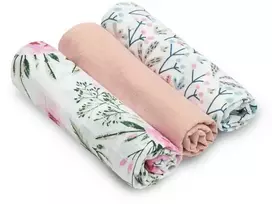 Rankšluostis Muslino vystyklai Sensillo 70x80, ROSE, 3vnt