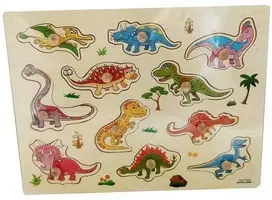 Medinė dėlionė su rankenėlėmis - Dinozaurai (1067)