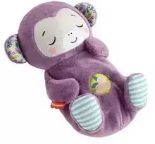 Fisher Price Violetinė mieganti beždžionėlė - pliušinis žaislas su garsais ir melodijomis