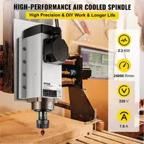 Oru aušinamas suklio variklis CNC graviravimo ir frezavimo staklėms, 2.2KW galia, ER20 įvorė, didelis greitis 24000 RPM, CNC suklio variklis, frezavimo variklis