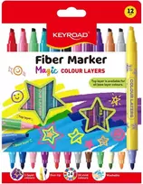 Flomasteriai Keyroad Magic 2 antgalių, 12 spalvų