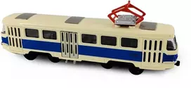 Rappa Metalinis čekiškas retro tramvajus mėlynas 16 cm šviesos garsas