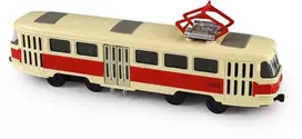 Rappa Metalinis čekiškas retro tramvajus, raudonas, 16 cm, šviesa ir garsas