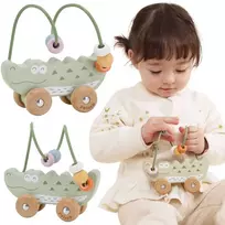 Viga Toys Medinis stumiamas karoliukų labirintas VIGA krokodilas
