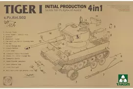 Takom Tiger I ankstyvasis 4in1 tanko modelis 1/35 s.Pz.Abt.502